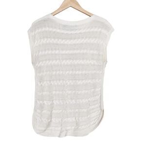 Lauren Ralph Lauren Cream Cable Knit Cap Sleeve Sweater Sz M